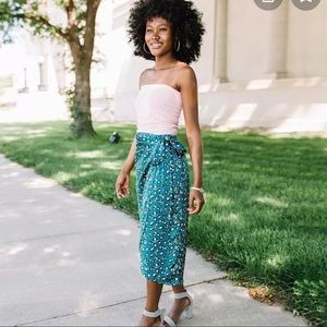 Essue Leopard Print Satin Midi Skirt